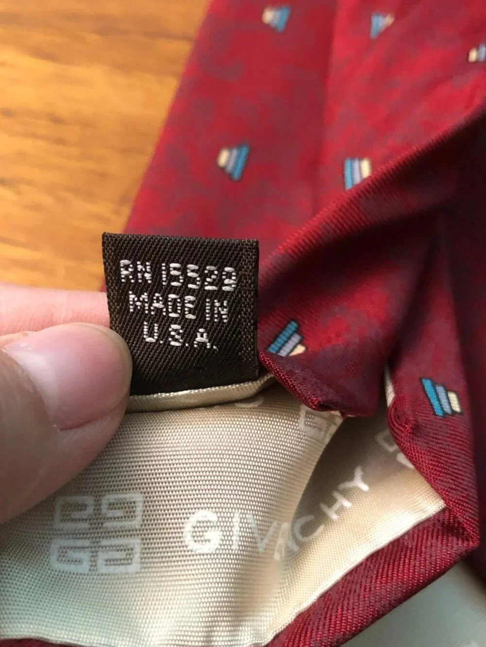 Givenchy Monsieur Silk Tie Red Geometric Pattern Made in Italy